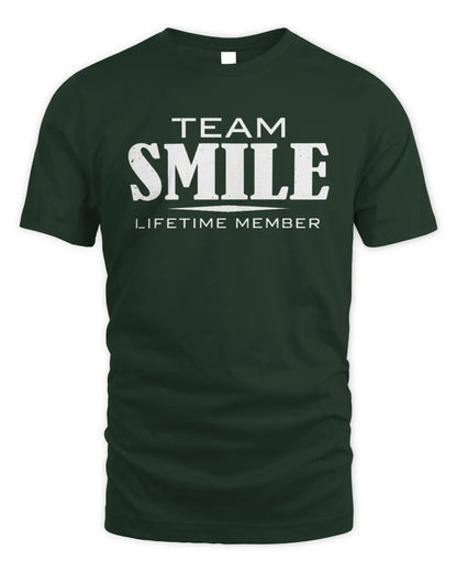 SMILE BL62-K4-128 - Personalized “Team NAME Lifetime Member” - Unisex Standard T-Shirt - Forest Green