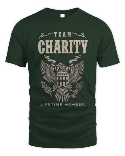 CHARITY TP06-K82 – Personalized Classic Style Apparel “Team NAME Lifetime Member” - Unisex Standard T-Shirt - Forest Green