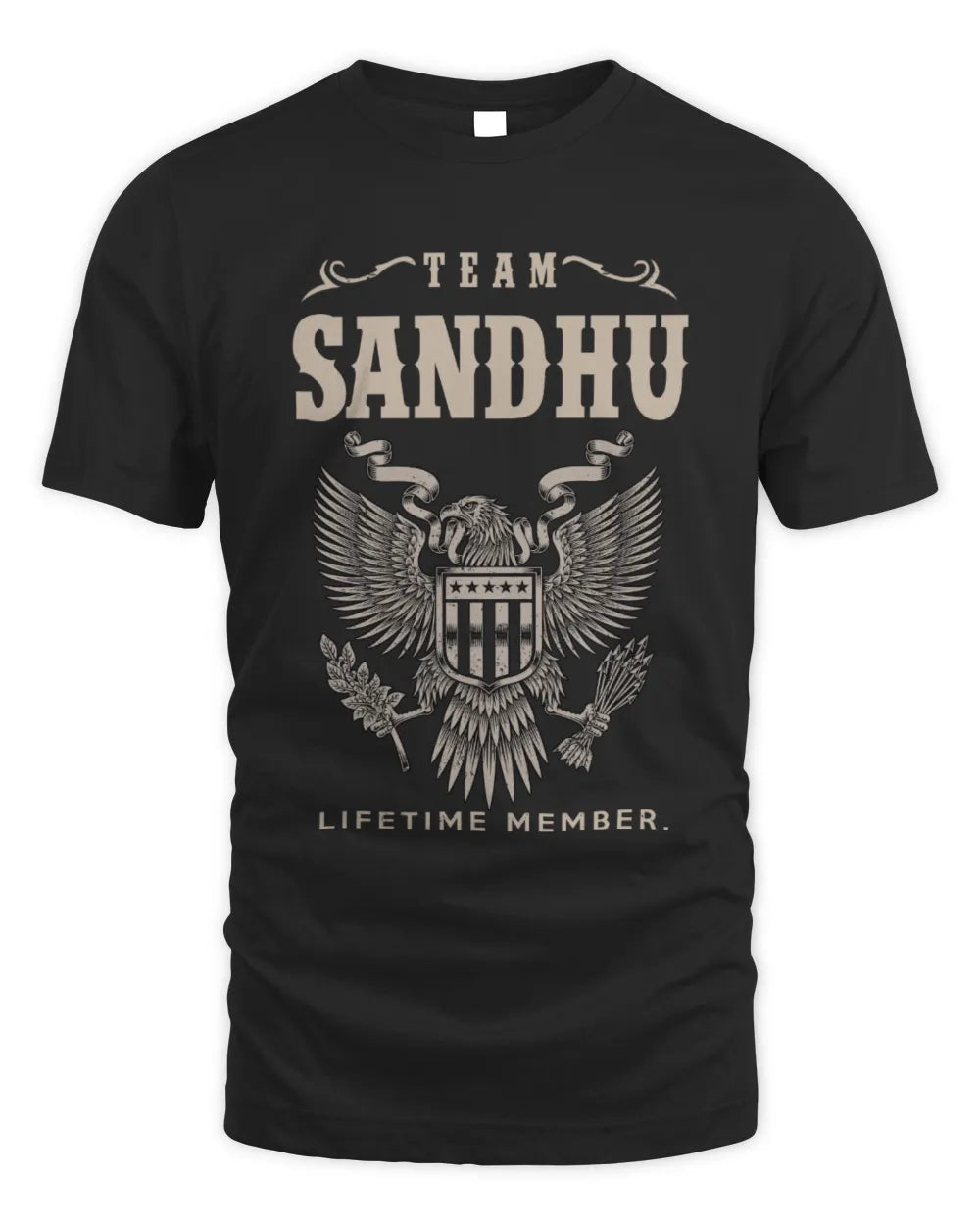 SANDHU TP06-K82 – Personalized Classic Style Apparel “Team NAME Lifetime Member” - Unisex Standard T-Shirt - Black