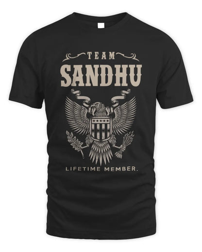 SANDHU TP06-K82 – Personalized Classic Style Apparel “Team NAME Lifetime Member” - Unisex Standard T-Shirt - Black