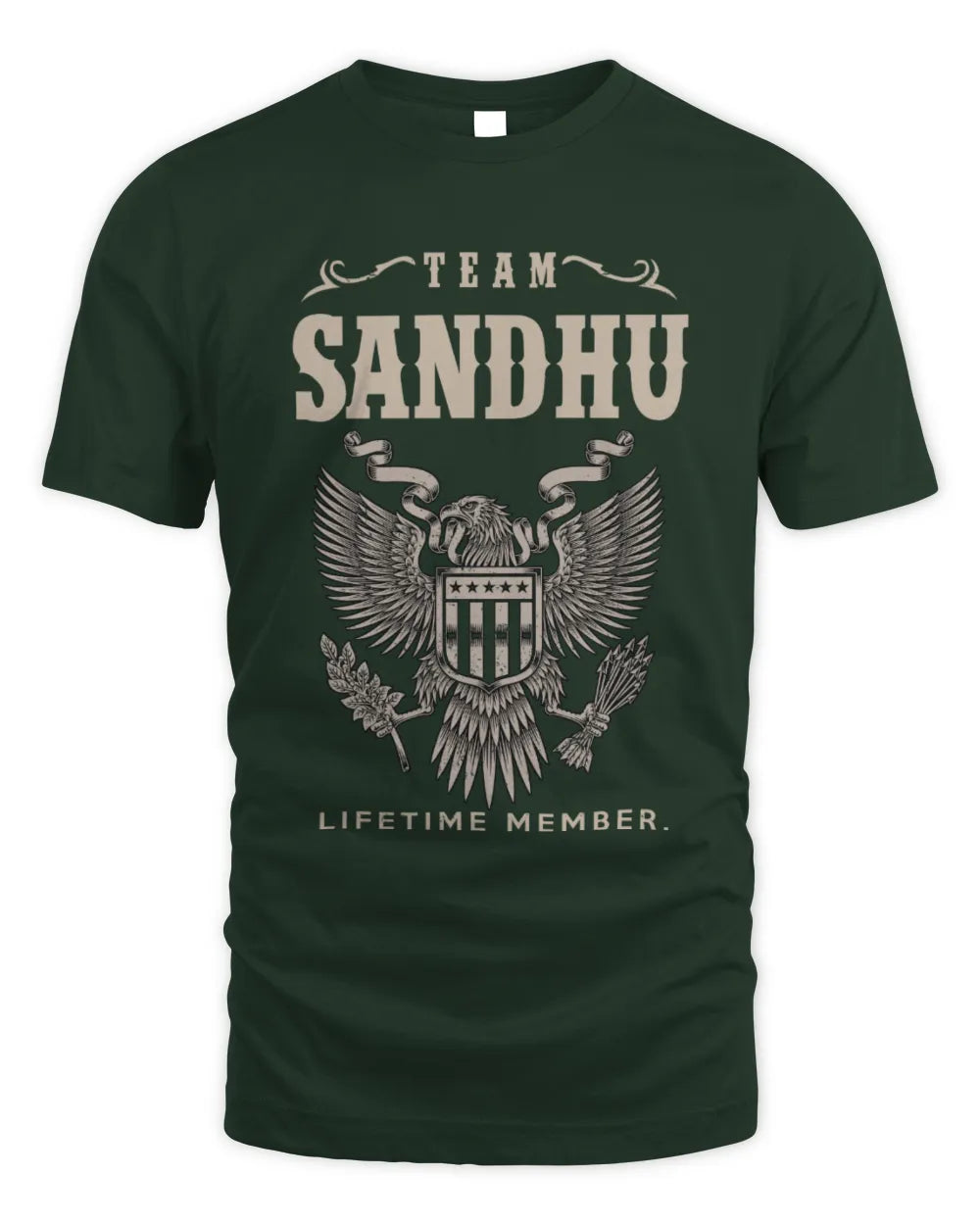 SANDHU TP06-K82 – Personalized Classic Style Apparel “Team NAME Lifetime Member” - Unisex Standard T-Shirt - Forest Green