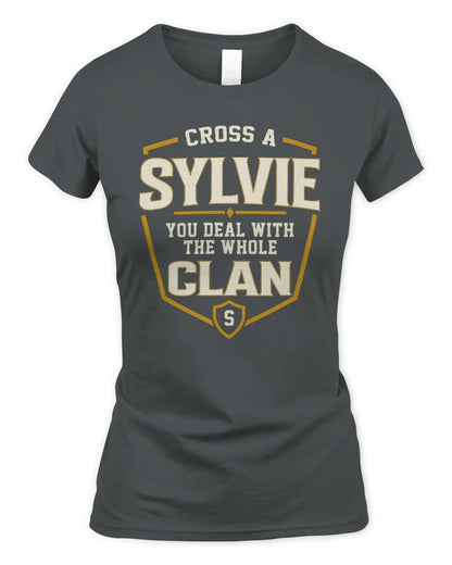 SYLVIE NT1-K008 Cross A/An NAME, You Deal With the Whole Clan | Personalized Vintage T-Shirt - Women's Standard T-Shirt - Charcoal