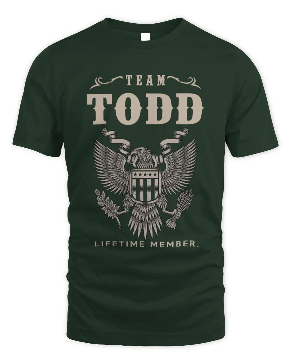 TODD TP06-K82 – Personalized Classic Style Apparel “Team NAME Lifetime Member” - Unisex Standard T-Shirt - Forest Green