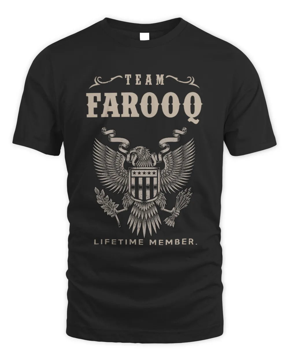 FAROOQ TP06-K82 – Personalized Classic Style Apparel “Team NAME Lifetime Member” - Unisex Standard T-Shirt - Black