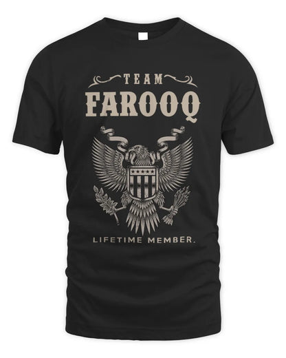 FAROOQ TP06-K82 – Personalized Classic Style Apparel “Team NAME Lifetime Member” - Unisex Standard T-Shirt - Black
