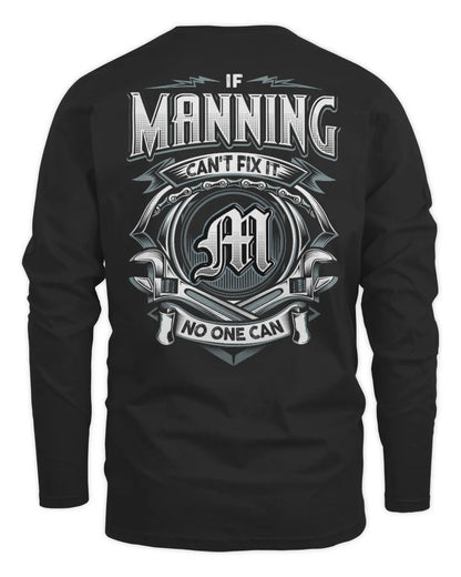 MANNING AP81-K4-626 - Personalized Ahmed Quote Apparel “If Ahmed Can't Fix It, No One Can” - Men's Long Sleeved T-Shirt - Black