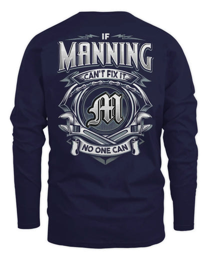 MANNING AP81-K4-626 - Personalized Ahmed Quote Apparel “If Ahmed Can't Fix It, No One Can” - Men's Long Sleeved T-Shirt - Navy