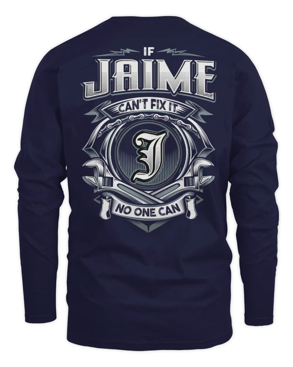 JAIME AP81-K4-626 - Personalized Ahmed Quote Apparel “If Ahmed Can't Fix It, No One Can” - Men's Long Sleeved T-Shirt - Navy