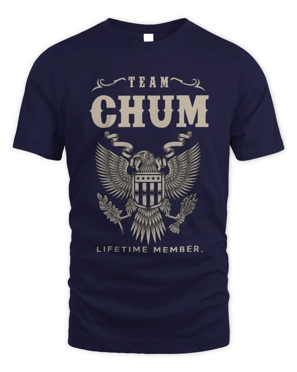 CHUM TP06-K82 – Personalized Classic Style Apparel “Team NAME Lifetime Member” - Unisex Standard T-Shirt - Navy