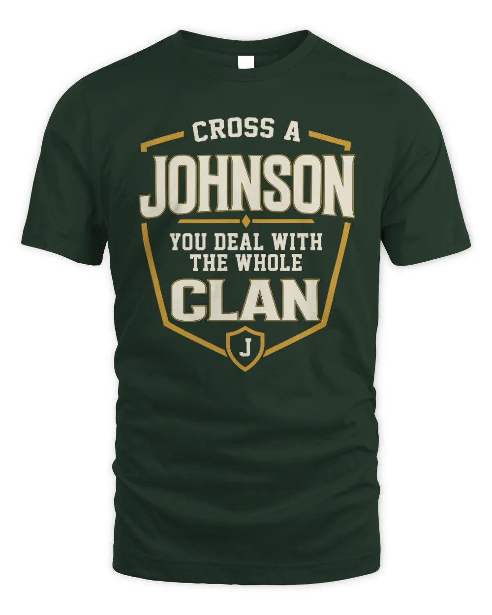JOHNSON NT1-K008 Cross A/An NAME, You Deal With the Whole Clan | Personalized Vintage T-Shirt - Unisex Standard T-Shirt - Forest Green