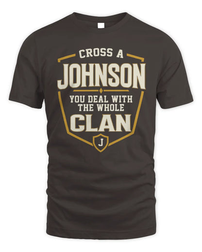 JOHNSON NT1-K008 Cross A/An NAME, You Deal With the Whole Clan | Personalized Vintage T-Shirt - Unisex Standard T-Shirt - Dark Chocolate