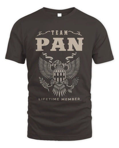 PAN TP06-K82 – Personalized Classic Style Apparel “Team NAME Lifetime Member” - Unisex Standard T-Shirt - Dark Chocolate