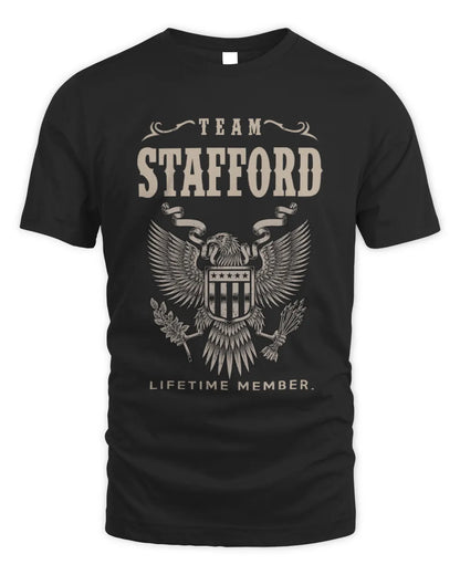 STAFFORD TP06-K82 – Personalized Classic Style Apparel “Team NAME Lifetime Member” - Unisex Standard T-Shirt - Black