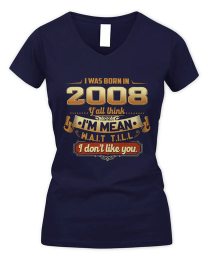 2008 HH89-K2 – Funny Birth Year Attitude Quote T-Shirt - Women's V-Neck T-Shirt - Navy