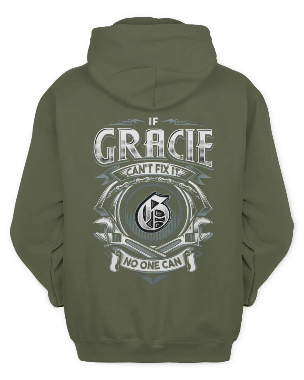GRACIE AP81-K4-626 - Personalized Ahmed Quote Apparel “If Ahmed Can't Fix It, No One Can” - Unisex Hoodie - Military Green
