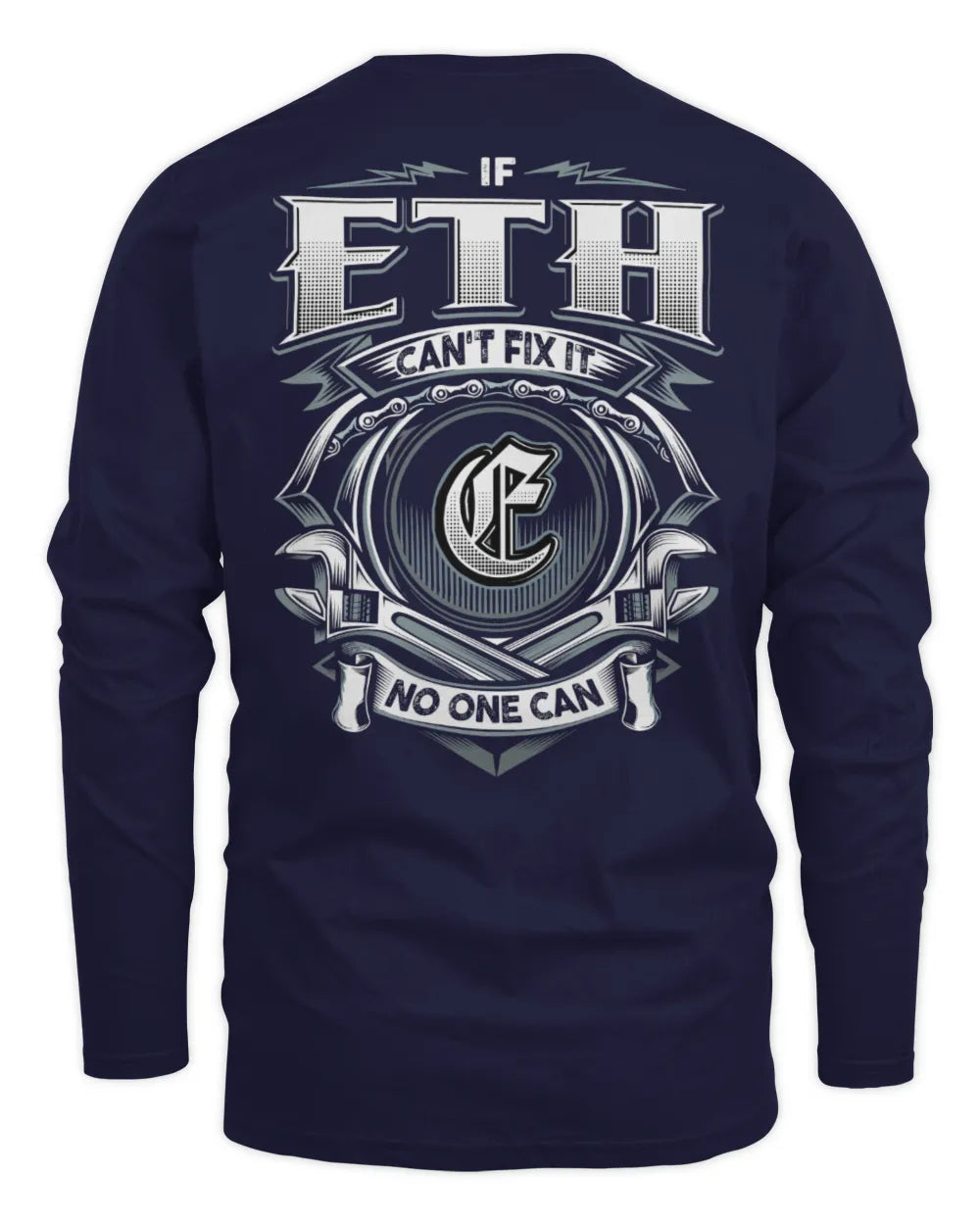 ETH AP81-K4-626 - Personalized Ahmed Quote Apparel “If Ahmed Can't Fix It, No One Can” - Men's Long Sleeved T-Shirt - Navy