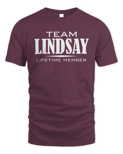LINDSAY BL62-K4-128 - Personalized “Team NAME Lifetime Member” - Unisex Standard T-Shirt - Maroon