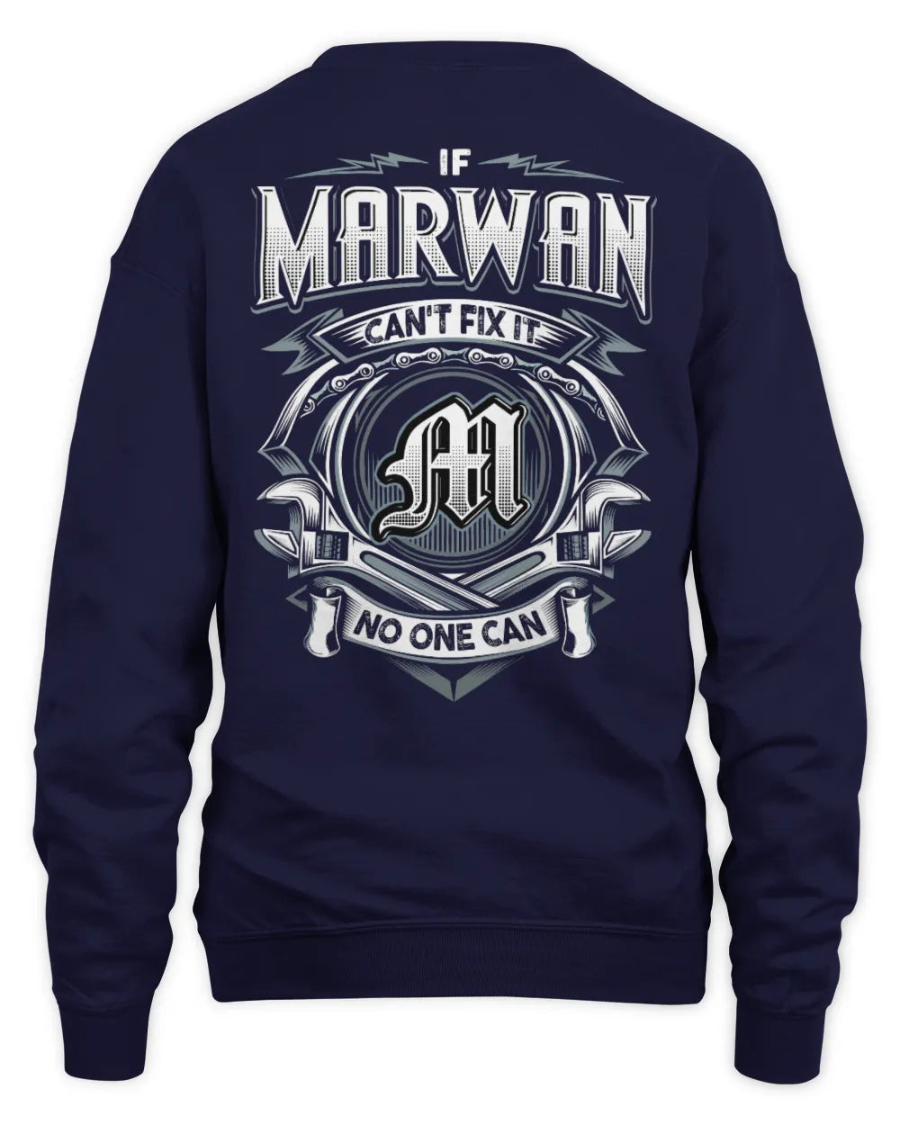 MARWAN AP81-K4-626 - Personalized Ahmed Quote Apparel “If Ahmed Can't Fix It, No One Can” - Unisex Sweatshirt - Navy