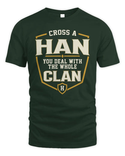 HAN NT1-K008 Cross A/An NAME, You Deal With the Whole Clan | Personalized Vintage T-Shirt - Unisex Standard T-Shirt - Forest Green