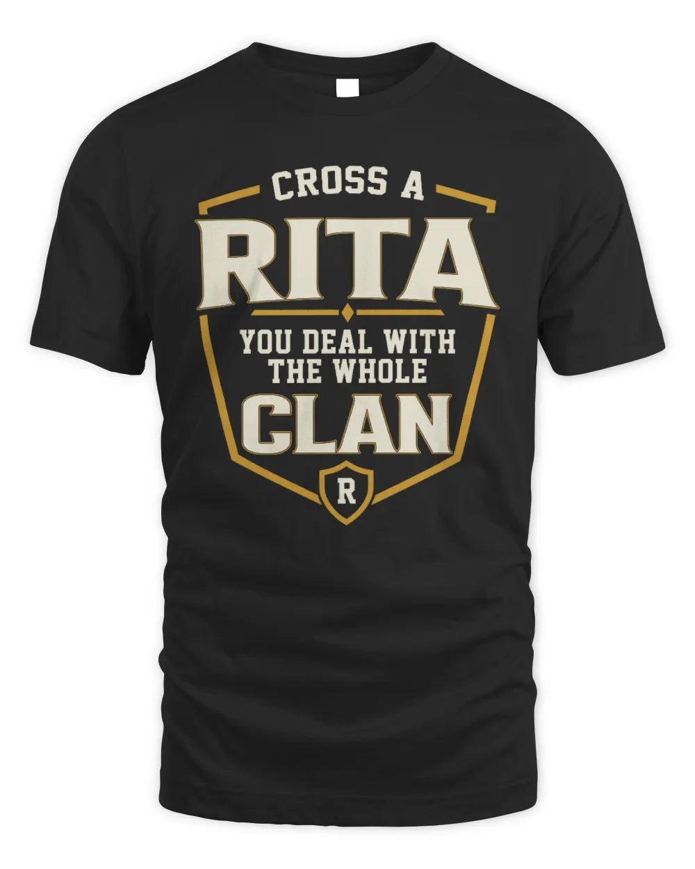 RITA NT1-K008 Cross A/An NAME, You Deal With the Whole Clan | Personalized Vintage T-Shirt - Unisex Standard T-Shirt - Black