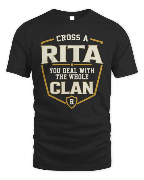 RITA NT1-K008 Cross A/An NAME, You Deal With the Whole Clan | Personalized Vintage T-Shirt - Unisex Standard T-Shirt - Black