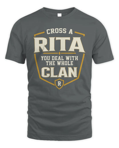 RITA NT1-K008 Cross A/An NAME, You Deal With the Whole Clan | Personalized Vintage T-Shirt - Unisex Standard T-Shirt - Charcoal