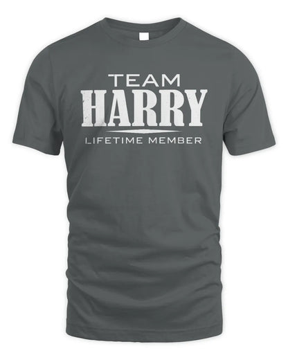 HARRY BL62-K4-128 - Personalized “Team NAME Lifetime Member” - Unisex Standard T-Shirt - Charcoal