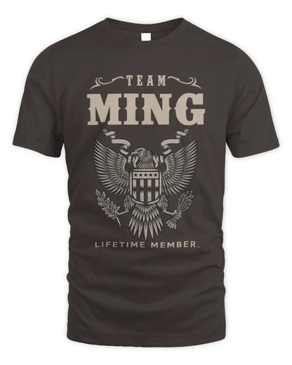 MING TP06-K82 – Personalized Classic Style Apparel “Team NAME Lifetime Member” - Unisex Standard T-Shirt - Dark Chocolate