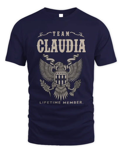 CLAUDIA TP06-K82 – Personalized Classic Style Apparel “Team NAME Lifetime Member” - Unisex Standard T-Shirt - Navy
