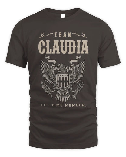 CLAUDIA TP06-K82 – Personalized Classic Style Apparel “Team NAME Lifetime Member” - Unisex Standard T-Shirt - Dark Chocolate