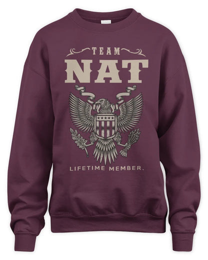 NAT TP06-K82 – Personalized Classic Style Apparel “Team NAME Lifetime Member” - Unisex Sweatshirt - Maroon
