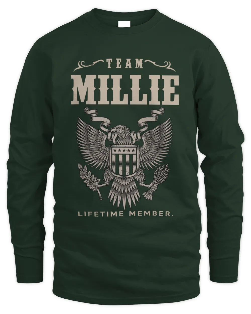 MILLIE TP06-K82 – Personalized Classic Style Apparel “Team NAME Lifetime Member” - Men's Long Sleeved T-Shirt - Forest Green