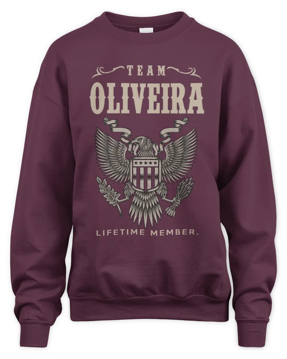 OLIVEIRA TP06-K82 – Personalized Classic Style Apparel “Team NAME Lifetime Member” - Unisex Sweatshirt - Maroon