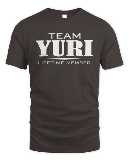 YURI BL62-K4-128 - Personalized “Team NAME Lifetime Member” - Unisex Standard T-Shirt - Dark Chocolate