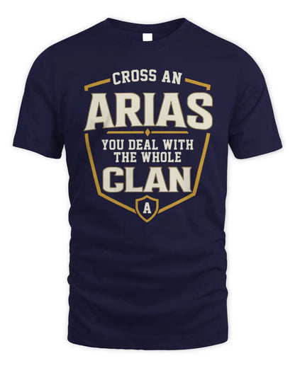ARIAS NT1-K008 Cross A/An NAME, You Deal With the Whole Clan | Personalized Vintage T-Shirt - Unisex Standard T-Shirt - Navy