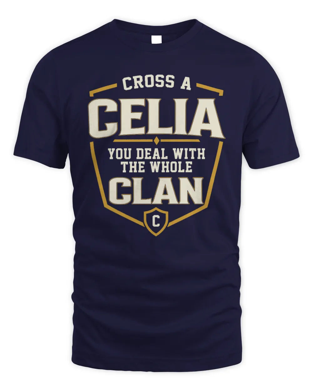 CELIA NT1-K008 Cross A/An NAME, You Deal With the Whole Clan | Personalized Vintage T-Shirt - Unisex Standard T-Shirt - Navy
