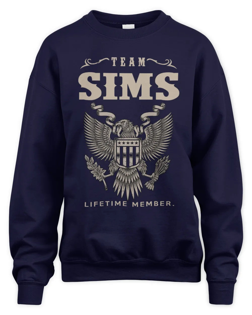 SIMS TP06-K82 – Personalized Classic Style Apparel “Team NAME Lifetime Member” - Unisex Sweatshirt - Navy