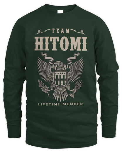 HITOMI TP06-K82 – Personalized Classic Style Apparel “Team NAME Lifetime Member” - Men's Long Sleeved T-Shirt - Forest Green