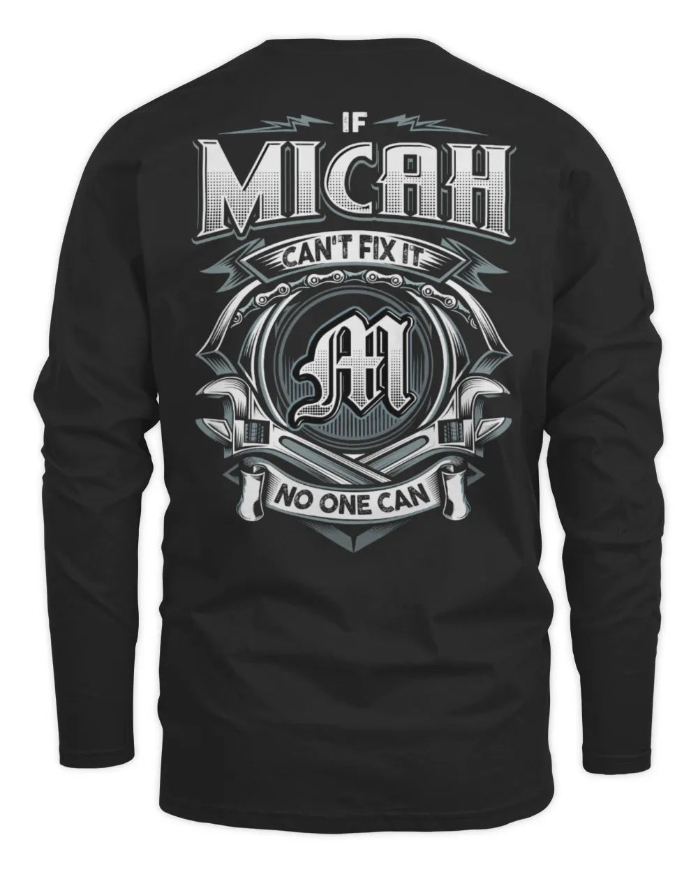 MICAH AP81-K4-626 - Personalized Ahmed Quote Apparel “If Ahmed Can't Fix It, No One Can” - Men's Long Sleeved T-Shirt - Black