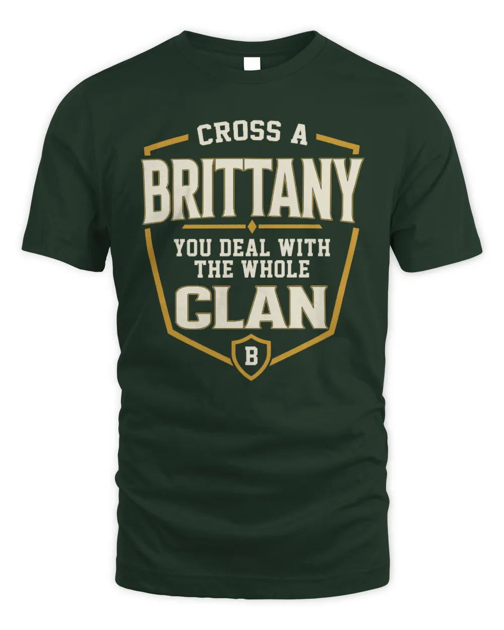 BRITTANY NT1-K008 Cross A/An NAME, You Deal With the Whole Clan | Personalized Vintage T-Shirt - Unisex Standard T-Shirt - Forest Green