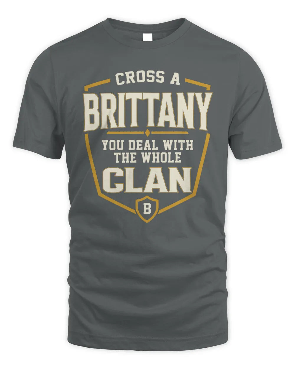 BRITTANY NT1-K008 Cross A/An NAME, You Deal With the Whole Clan | Personalized Vintage T-Shirt - Unisex Standard T-Shirt - Charcoal
