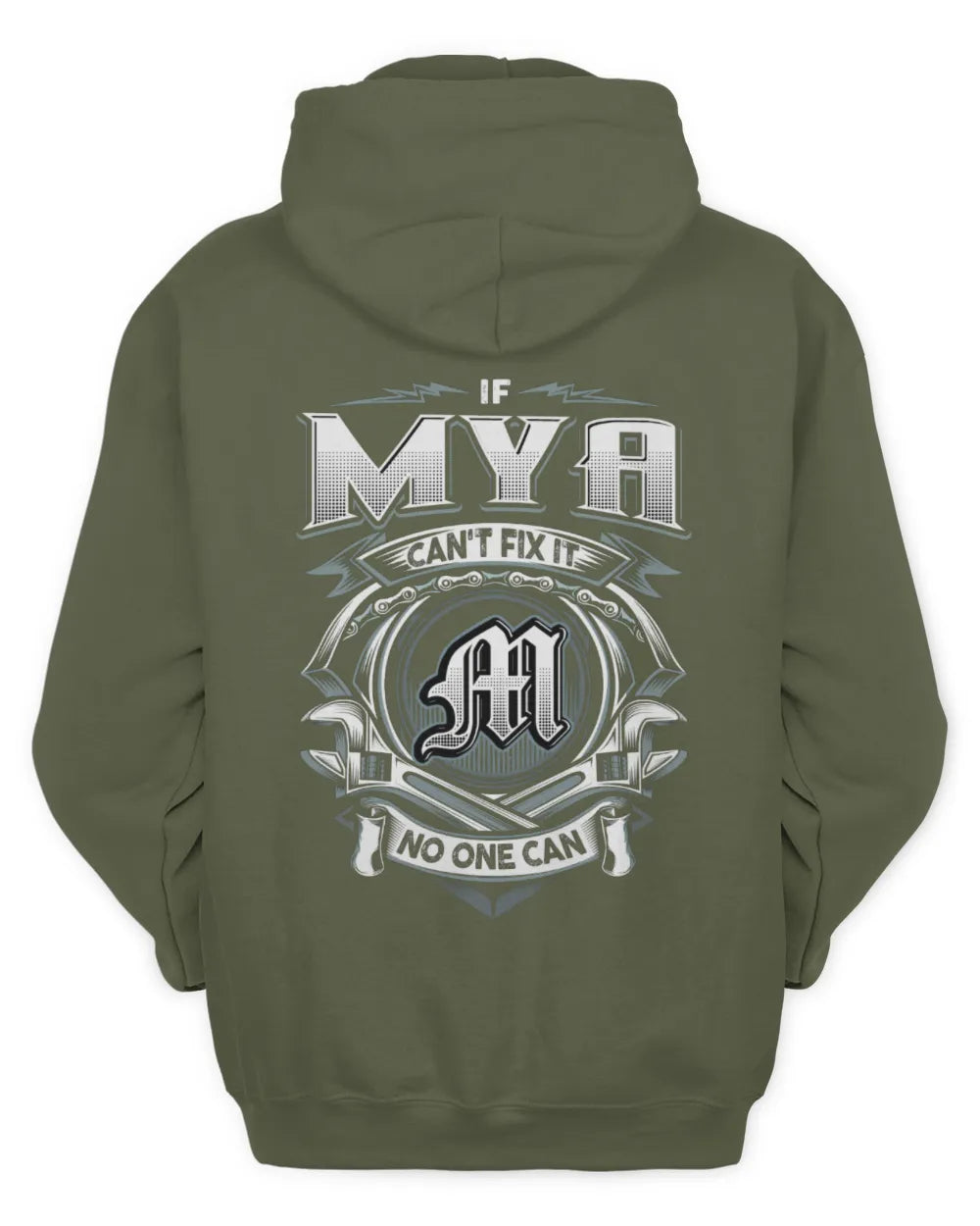 MYA AP81-K4-626 - Personalized Ahmed Quote Apparel “If Ahmed Can't Fix It, No One Can” - Unisex Hoodie - Military Green