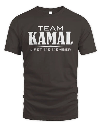 KAMAL BL62-K4-128 - Personalized “Team NAME Lifetime Member” - Unisex Standard T-Shirt - Dark Chocolate