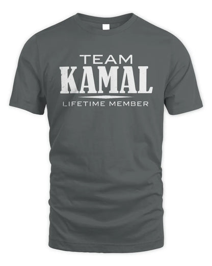 KAMAL BL62-K4-128 - Personalized “Team NAME Lifetime Member” - Unisex Standard T-Shirt - Charcoal