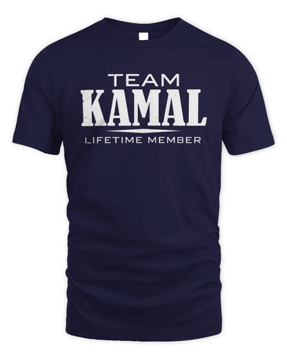 KAMAL BL62-K4-128 - Personalized “Team NAME Lifetime Member” - Unisex Standard T-Shirt - Navy