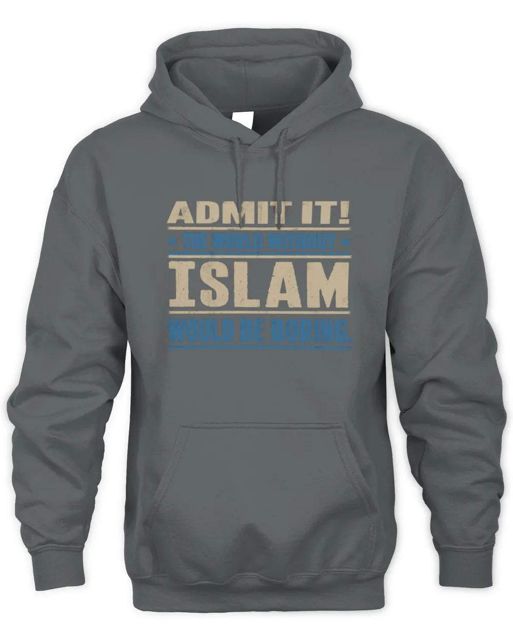 ISLAM TP68-K2-968 – Personalized Funny Quote Apparel “The World Without NAME Would Be Boring” - Unisex Hoodie - Charcoal