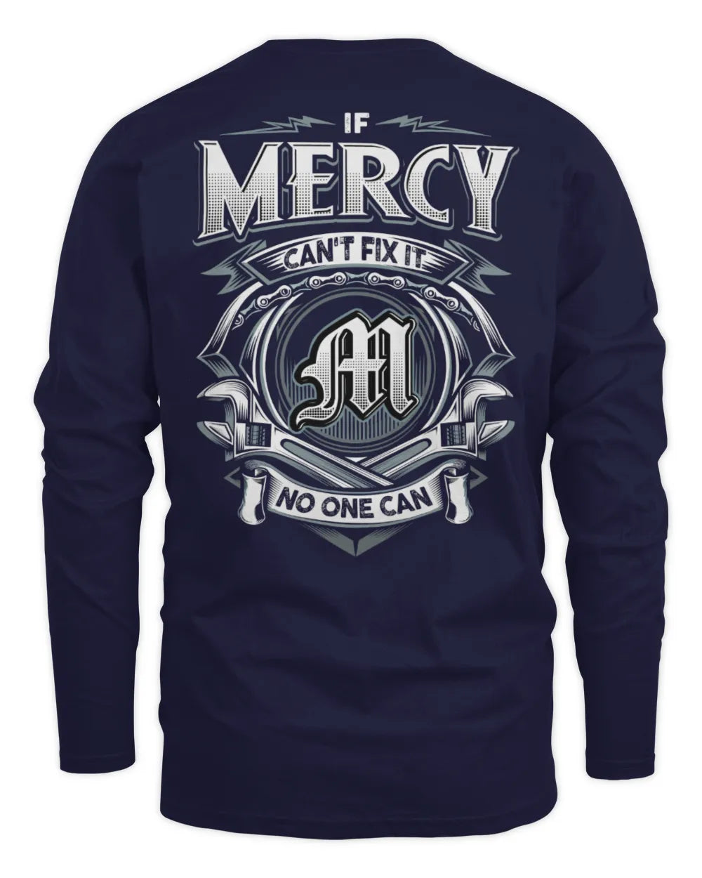 MERCY AP81-K4-626 - Personalized Ahmed Quote Apparel “If Ahmed Can't Fix It, No One Can” - Men's Long Sleeved T-Shirt - Navy
