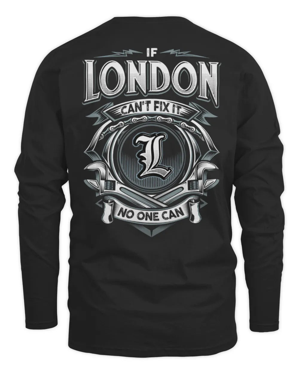 LONDON AP81-K4-626 - Personalized Ahmed Quote Apparel “If Ahmed Can't Fix It, No One Can” - Men's Long Sleeved T-Shirt - Black