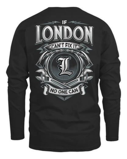 LONDON AP81-K4-626 - Personalized Ahmed Quote Apparel “If Ahmed Can't Fix It, No One Can” - Men's Long Sleeved T-Shirt - Black
