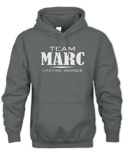 MARC BL62-K4-128 - Personalized “Team NAME Lifetime Member” - Unisex Hoodie - Charcoal